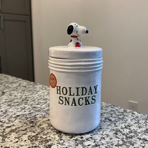 Rae Dunn x Peanuts Snoopy Ceramic Holiday Treat Cookie Jar Pet Treats Canister